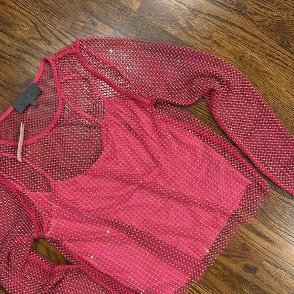 Anthropologie Sunday in Brooklyn mesh sparkle top